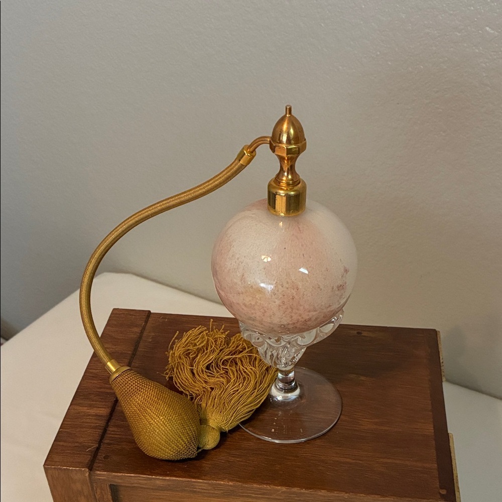 Marcel Franck Vintage Elegant Glass Perfume Atomizer with Gold Accents